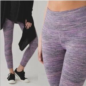 Lululemon High Times Pant Space Dye Camo Tender Violet Black Leggings Size 6